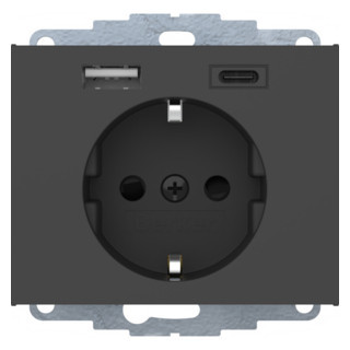 Hager berker WCD Ra, usb a+c, steek, K.1 antraciet mat