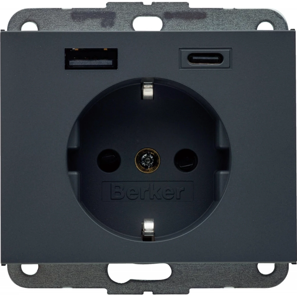 Hager berker WCD Ra, usb A + usb C (PD), K.1 antraciet
