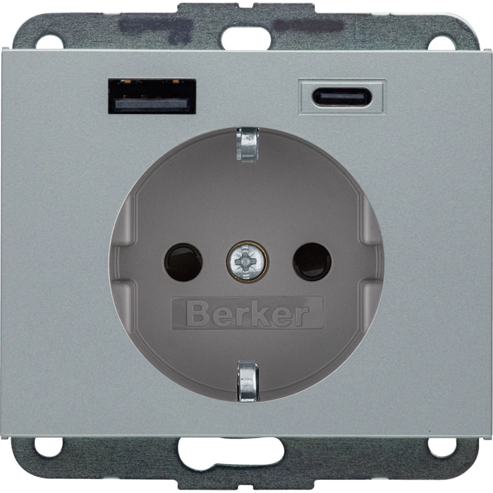 Hager berker WCD Ra, usb A + usb C (PD), K.5 aluminium