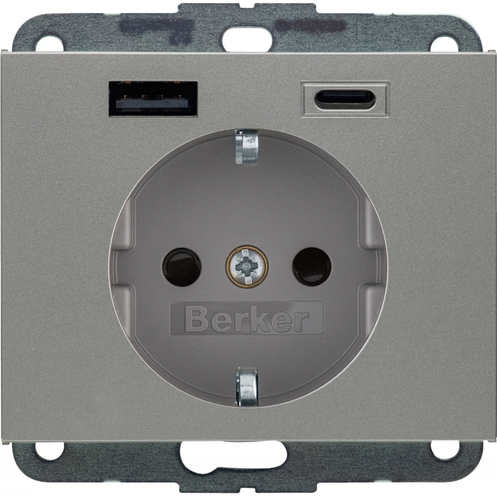 Hager berker WCD Ra, usb A + usb C (PD), K.5 edelstaal