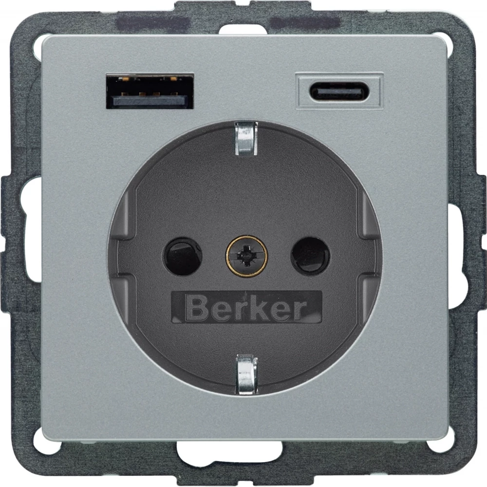 Hager berker WCD Ra, usb A + usb C (PD), Q.X alu Hager berker WCD Ra, usb A + usb C (PD), Q.X alu