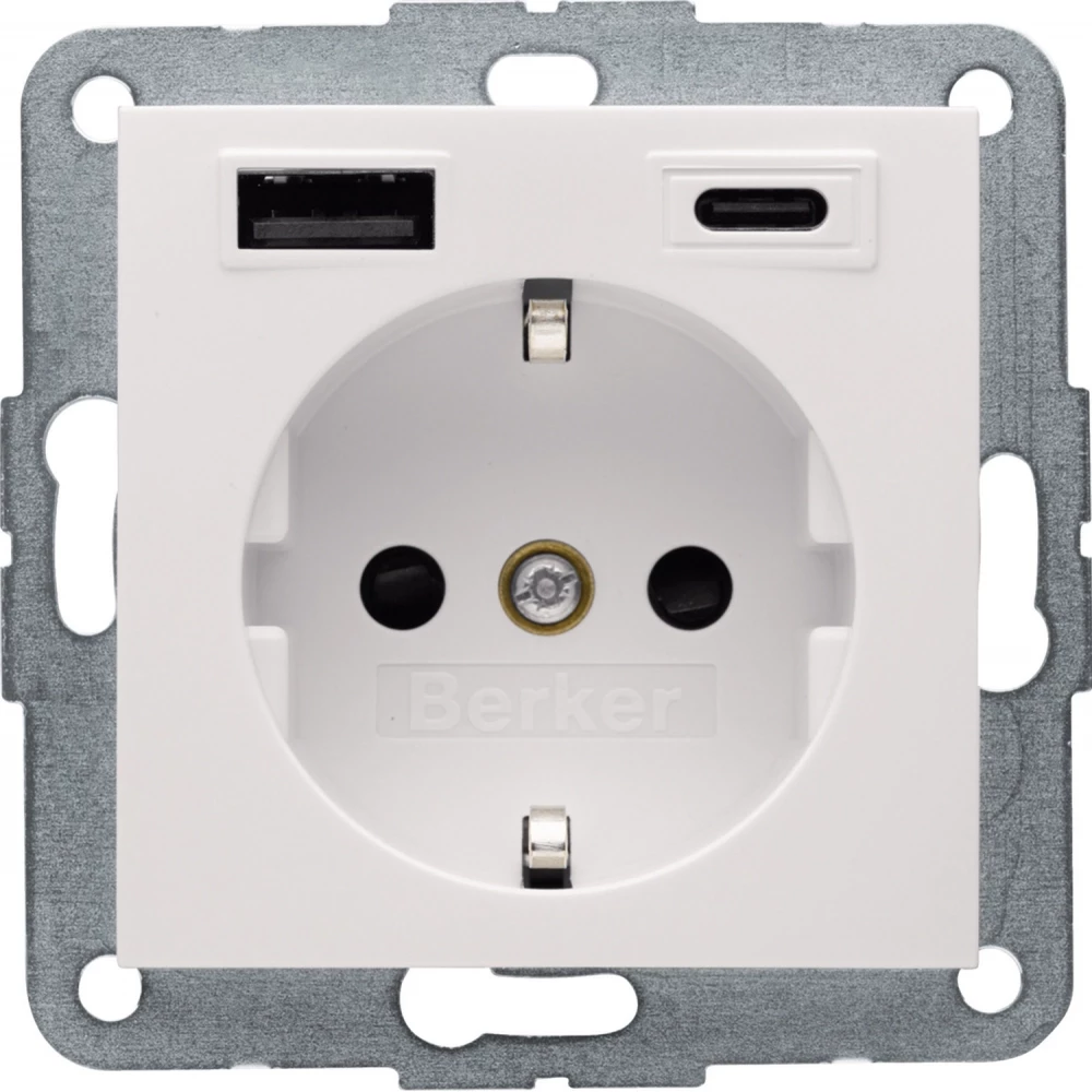 Hager berker WCD Ra, usb A + usb C (PD), S.1 wit GLZ. Hager berker WCD Ra, usb A + usb C (PD), S.1 wit GLZ.