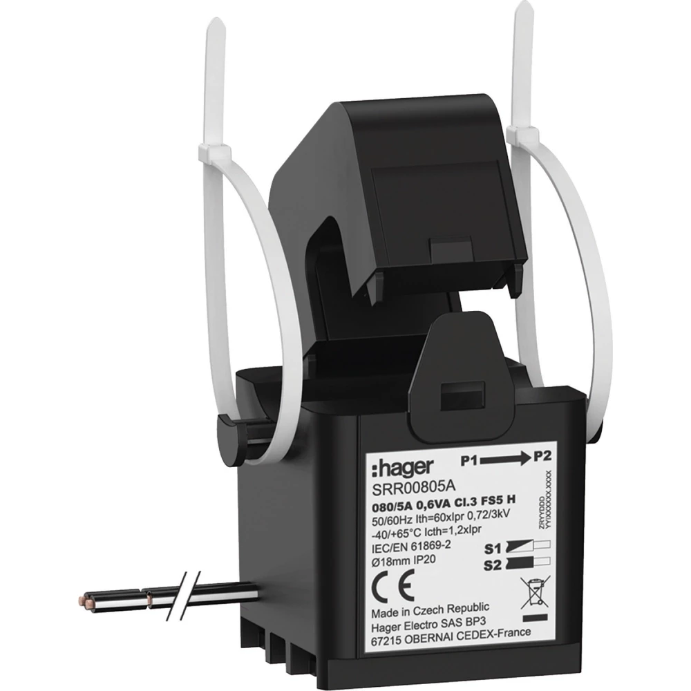 Hager Deelbare Stoomtransformator SC1 18 MM 80/5a 0,6 va klasse 3