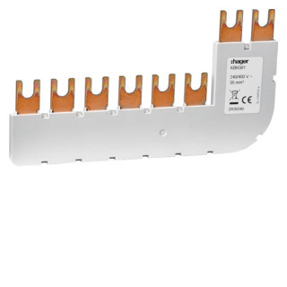 Hager Doorverbindingsrail 3P+N 35 MM² 90° voor spa180n