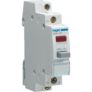 Hager Drukknopschakelaar 2m+led rood 12/48V
