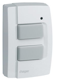 Hager Drukschakelaar KNX-RF ip55 2-voudig batterijvoeding wit, quicklink