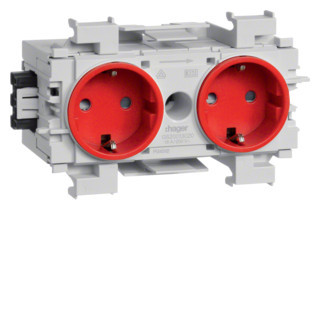 Hager Tehalit ecoline wandcontactdoos wandgoot ra wandgoot 16a 250V KV rood ip20