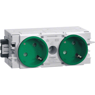 Hager Tehalit ecoline wandcontactdoos 45° C-profiel ra wandgoot 16a 250V KV groen ip20