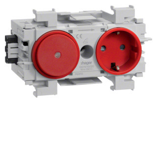 Hager Tehalit ecoline wandcontactdoos wandgoot ra wandgoot 16a 250V KV rood ip20