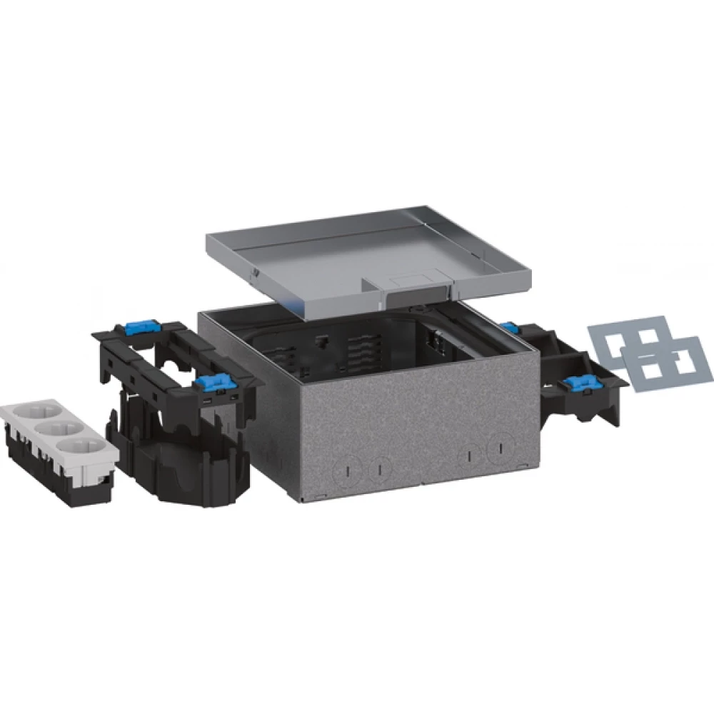 Hager electraplan Vloercontactdoos Set, installatiedoos/montagedoos/WCD Q06, RVS