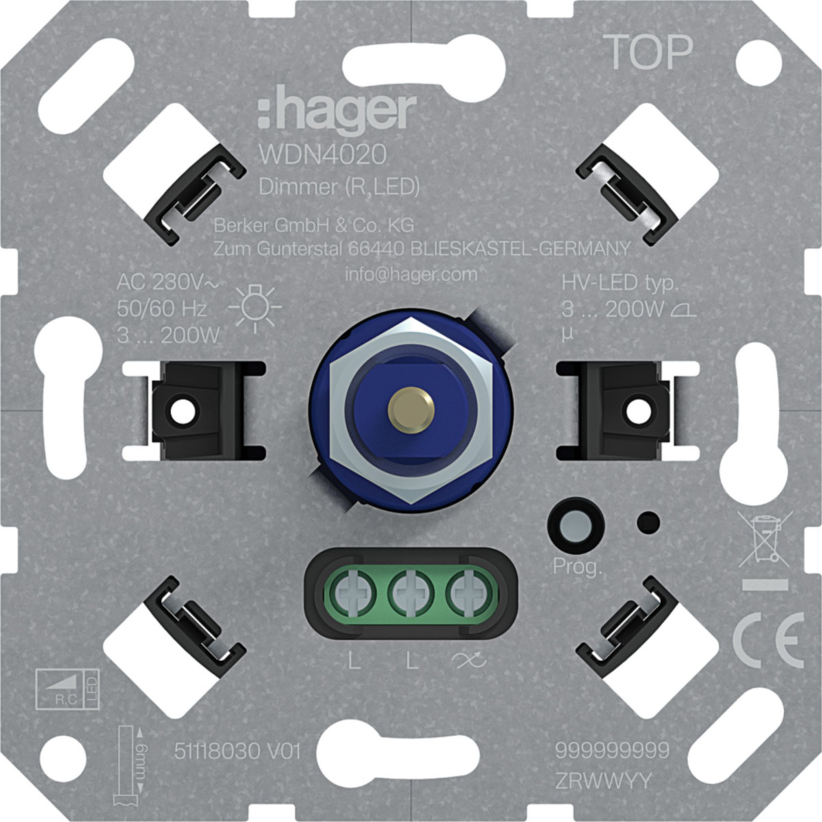 Hager Elektronica Universele Draaidimmer, standaard