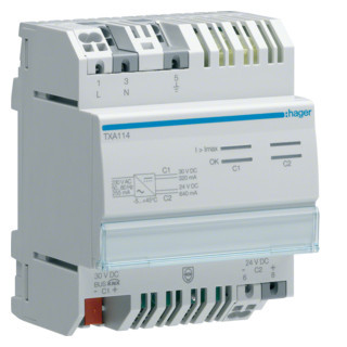Hager Gecombineerde Voedingsmodule KNX-bus (30 V=) + 24 V=