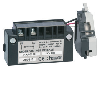 Hager h3+ Nulspanningspoel Vertraagd (uvr) H3+, P160-P250-P630 24 VDC