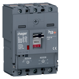 Hager h3+ Vermogensautomaat H3+, P160 TM 3P3D 100 A 50 ka, kooiklemmen