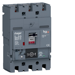 Hager h3+ Vermogensautomaat H3+, P250 energy 3P3D 160 A 50 ka, boutaansluiting