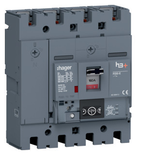 Hager h3+ Vermogensautomaat H3+, P250 energy 4P4D N0-50-100% 160a 70ka, boutaans