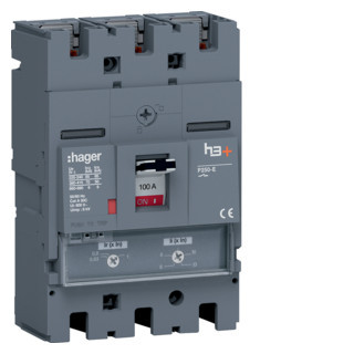 Hager h3+ Vermogensautomaat H3+, P250 TM 3P3D 100 A 70 ka, boutaansluiting Hager h3+ Vermogensautomaat H3+, P250 TM 3P3D 100 A 70 ka, boutaansluiting