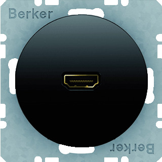 Berker R.1 onderdeel/centraalplaat hdmi basiselement met centrale afdekplaat zwart