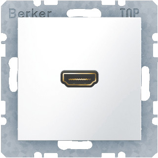 Berker S.1 onderdeel/centraalplaat hdmi basiselement met centrale afdekplaat wit
