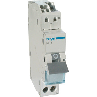 Hager MJS installatieautomaat C karakteristiek 4a 2P 1 beveiligd incl nul 1te
