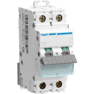 Hager NCN installatieautomaat C karakteristiek 10a 2P 2 beveiligd 2te