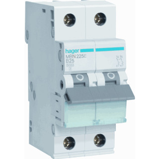 Hager MBN installatieautomaat B karakteristiek 25a 2P 2 beveiligd 2te