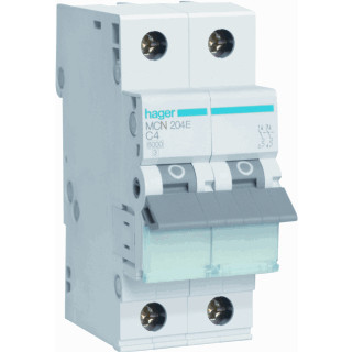 Hager MCN installatieautomaat C karakteristiek 4a 2P 2 beveiligd 2te