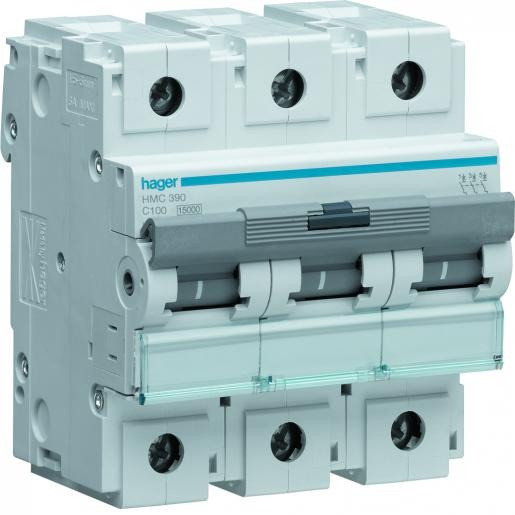 Hager HMC installatieautomaat C karakteristiek 100a 3P 3 beveiligd 4,5te