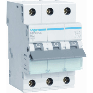 Hager MBN installatieautomaat B karakteristiek 32a 3P 3 beveiligd 3te
