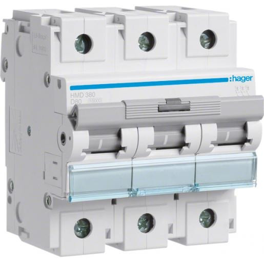 Hager 15 ka installatieautomaat D karakteristiek 80a 3P 3 beveiligd 4,5te