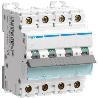 Hager NCN installatieautomaat C karakteristiek 1a 4P 4 beveiligd 4te