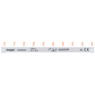 Hager Kamrail 10-pins 6 MM2 met eindkapjes 2 stuks