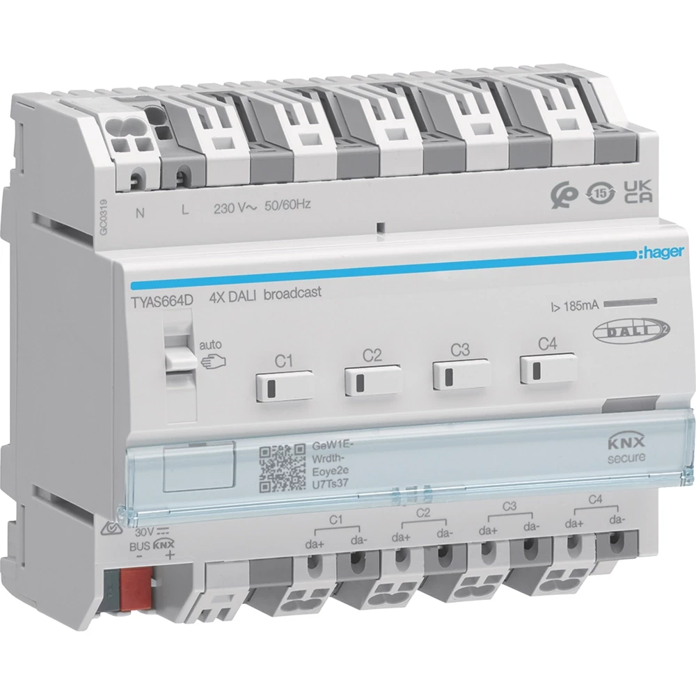 Hager KNX/Dali-2 broadcaster, 4-voudig, secure, easy, RGB(T)W