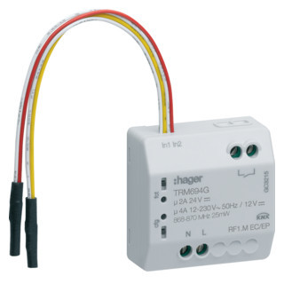 Hager KNX-RF inbouwmodule 230 V, 2-draads, 2-V in, 1-V pot.vrij contact uit