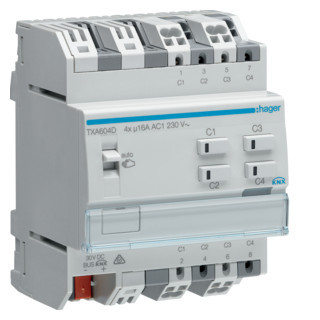 Hager KNX schakel-/jaloezie-actor 4-voudig 16a capacitief