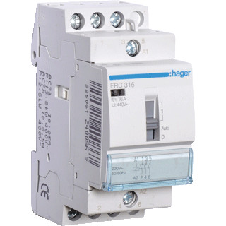 Hager Magneetschakelaar 16a met handbediening 3 maak 230 V ac 50HZ