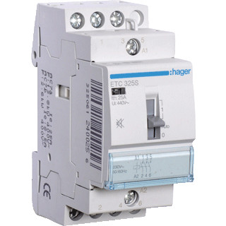 Hager Magneetschakelaar 25a met handbed.+a.reset 3 MK geruisarm 230V ac