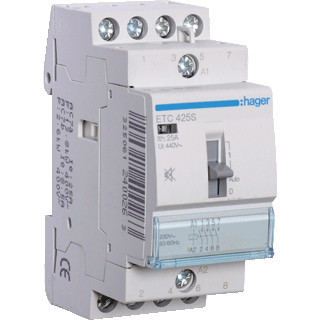 Hager Magneetschakelaar 25a met handbed.+a.reset 4 MK geruisarm 230V ac