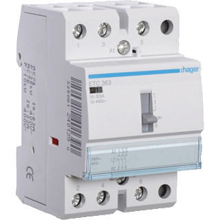 Hager Magneetschakelaar 63a met handbed.+auto reset 3 maak 230 V ac 50HZ
