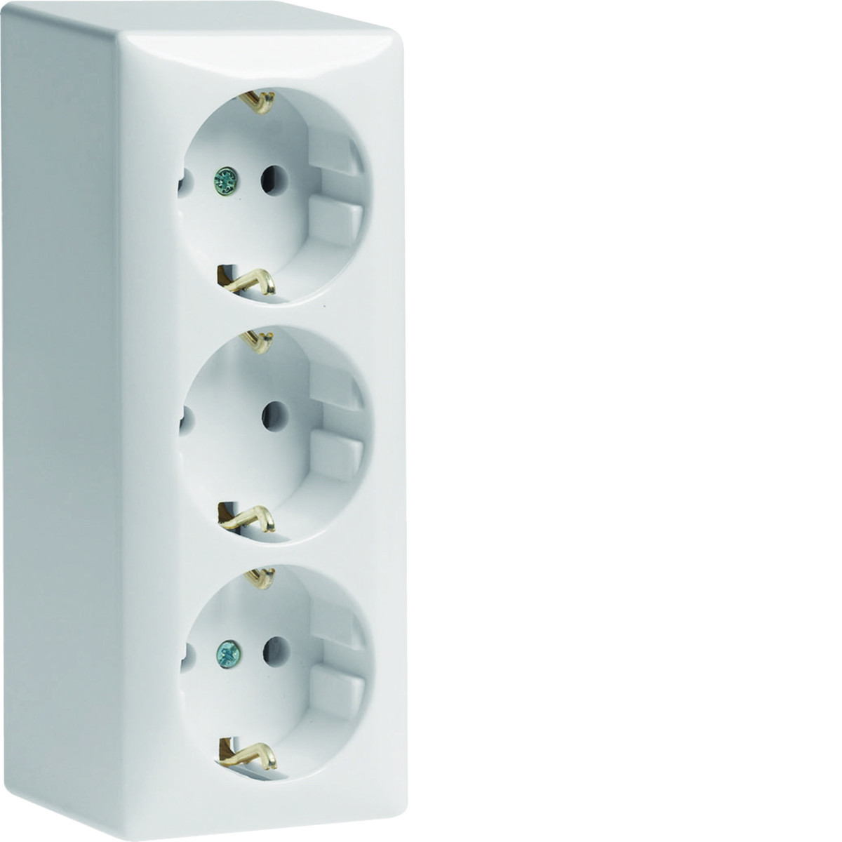 Hager Opbouw Wandcontactdoos Randaarde 3-voudig, schroefklemmen, opbouwserie, polar