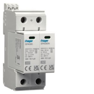 Hager Overspanningsbeveiliging T1+T2 2-polig TN-S TT 25ka