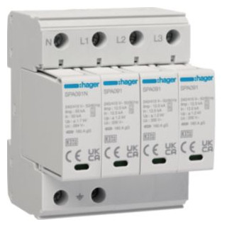 Hager Overspanningsbeveiliging T1+T2 3-polig TN-S TT 50ka