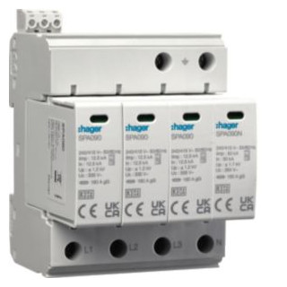 Hager Overspanningsbeveiliging T1+T2 4-polig TN-S TT 50ka