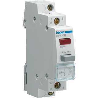 Hager Pulsdrukker 2 maak 16a+led rood