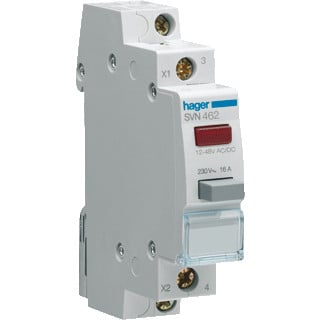 Hager Pulsdrukker 2 maak+led rood 12/48V
