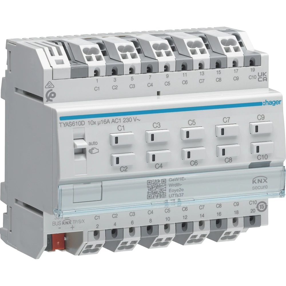 Hager Schakel- en jaloezieactor - 10/5-voudig, KNX secure, 16a C-last