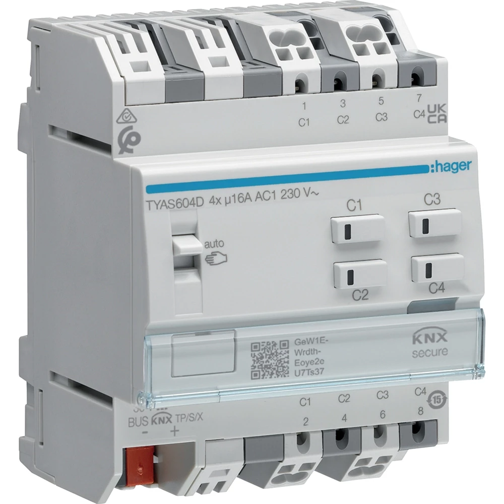 Hager Schakel- en jaloezieactor - 4/2-voudig, KNX secure, 16a C-last