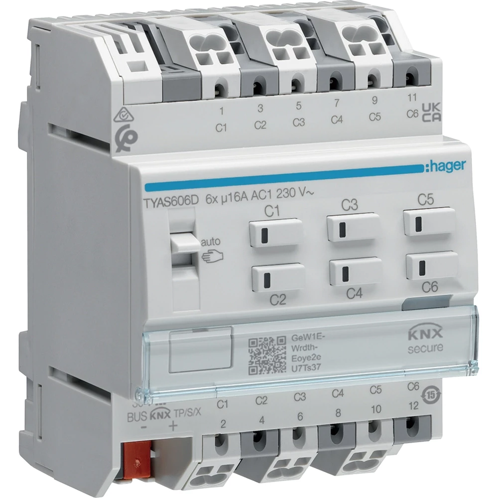 Hager Schakel- en jaloezieactor - 6/3-voudig, KNX secure, 16a C-last