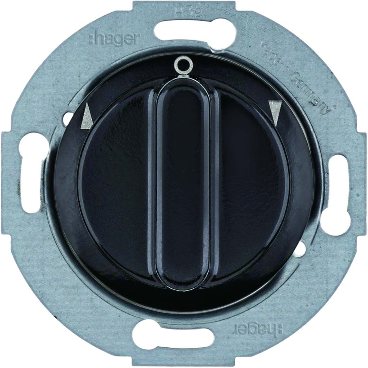 Hager Serie 1930/Glas Jaloezie-Draaischakelaar 1-polig met knop, serie 1930/glas, zwart