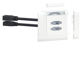 Hager Tehalit Hdmi En displaypoort contactdoos met afdekking en kabel, verkeerswit